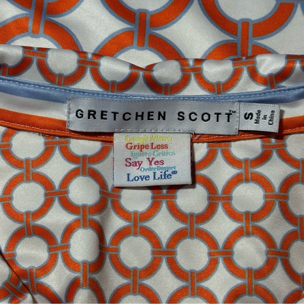 Gretchen Scott Designs Jersey Everywhere Dress Orange Blue size Small - Picture 7 of 11